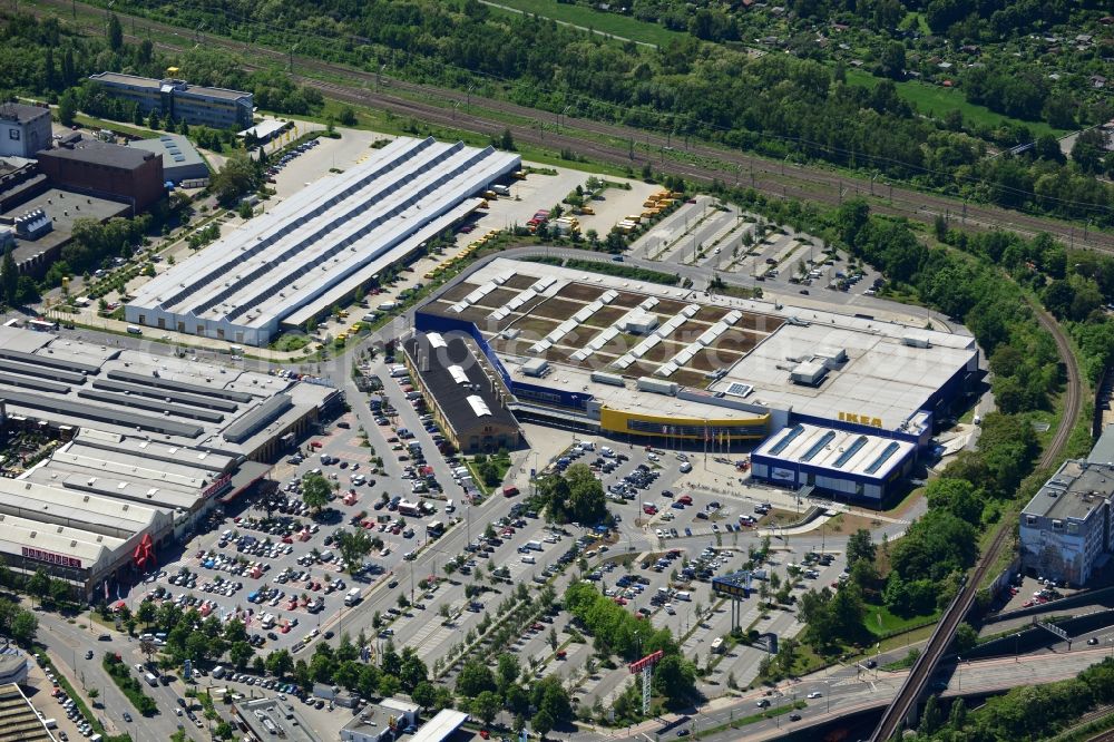 Aerial photograph Berlin - View of the furniture store IKEA in Berlin-Tempelhof