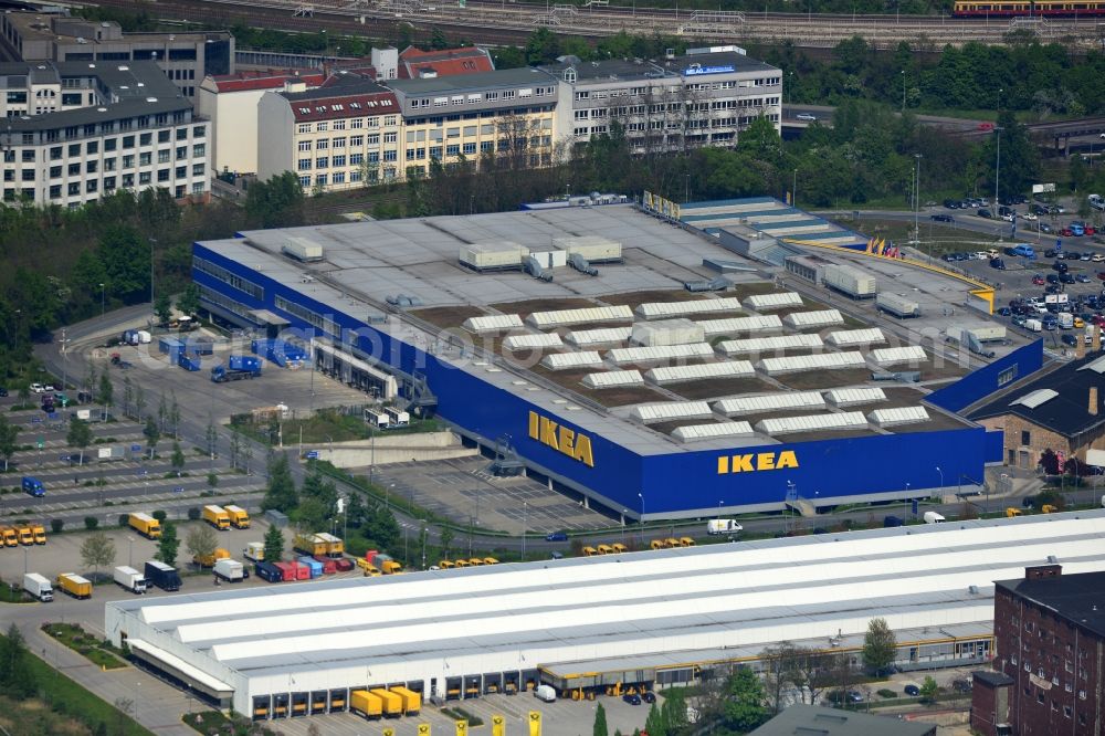 Aerial image Berlin - View of the furniture store IKEA in Berlin-Tempelhof