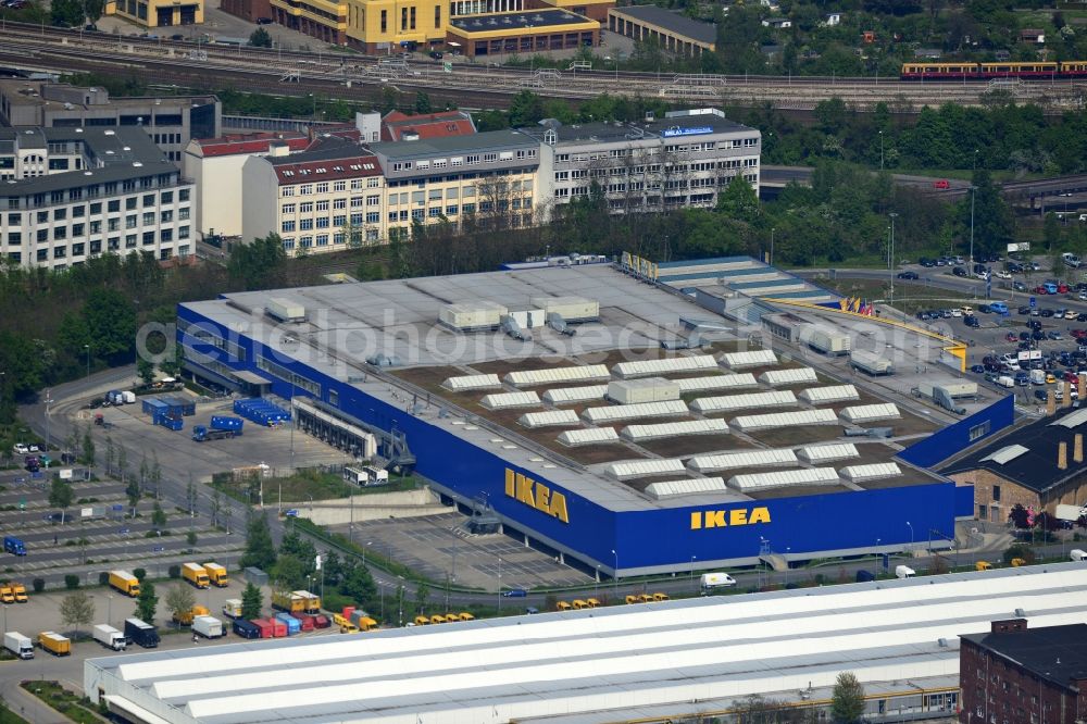 Aerial photograph Berlin - View of the furniture store IKEA in Berlin-Tempelhof