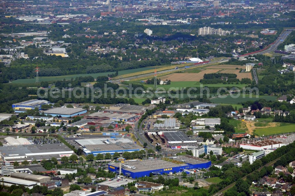 Aerial photograph Dortmund - IKEA furniture store / furniture store in the industrial area in Dortmund in North Rhine-Westphalia