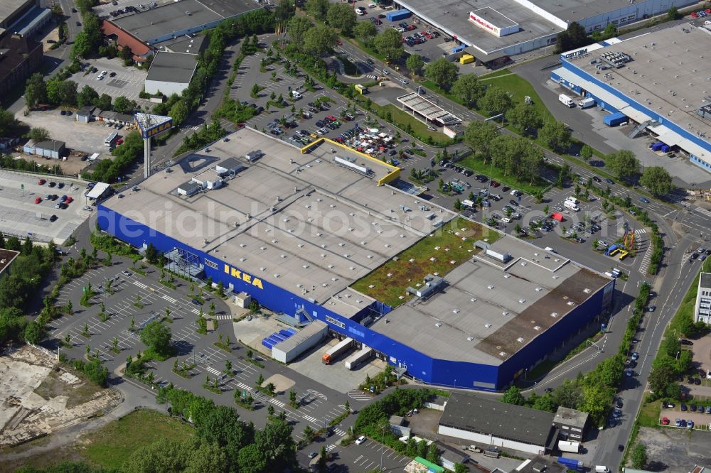 Aerial image Dortmund - IKEA furniture store / furniture store in the industrial area in Dortmund in North Rhine-Westphalia