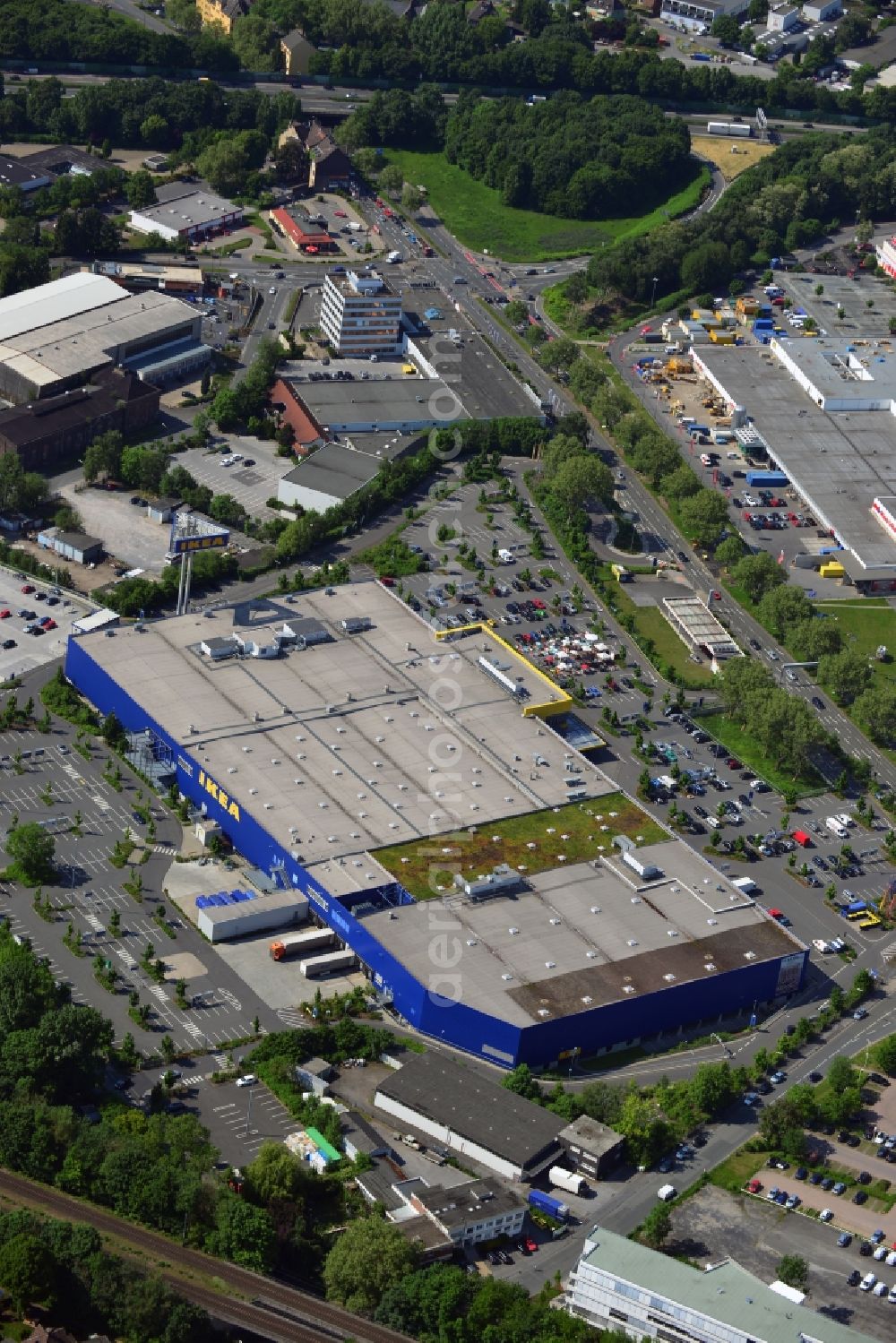 Aerial photograph Dortmund - IKEA furniture store / furniture store in the industrial area in Dortmund in North Rhine-Westphalia