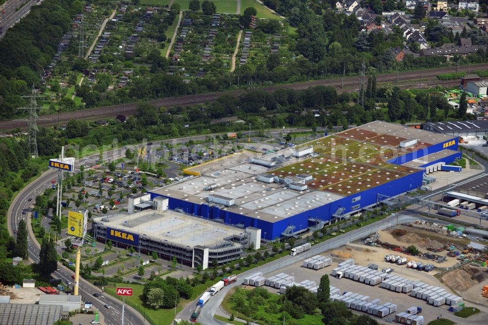 Düsseldorf from the bird's eye view: IKEA furniture store / furniture store in the industrial area on the Oerschbachstraße in Dusseldorf in North Rhine-Westphalia