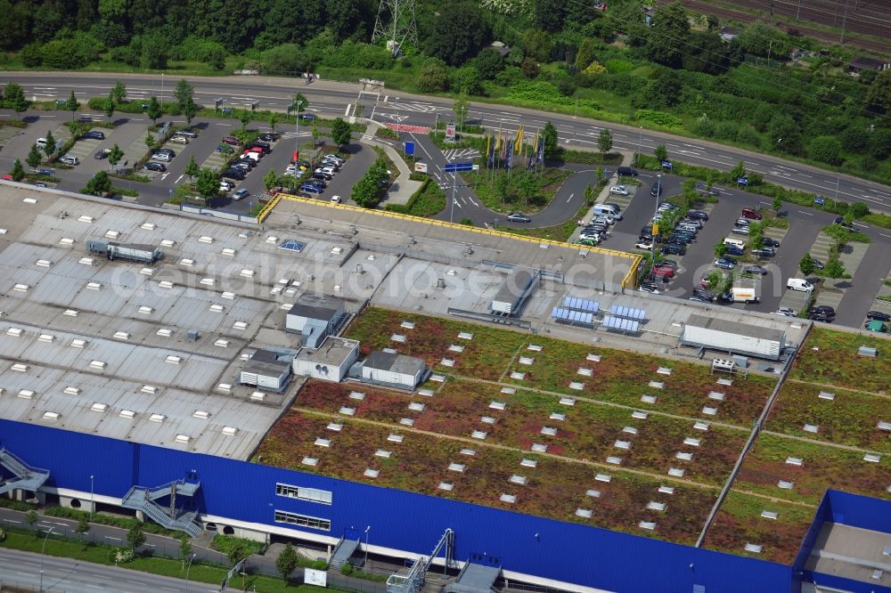 Aerial image Düsseldorf - IKEA furniture store / furniture store in the industrial area on the Oerschbachstraße in Dusseldorf in North Rhine-Westphalia