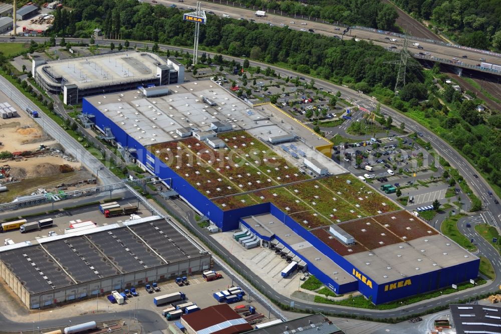 Düsseldorf from above - IKEA furniture store / furniture store in the industrial area on the Oerschbachstraße in Dusseldorf in North Rhine-Westphalia