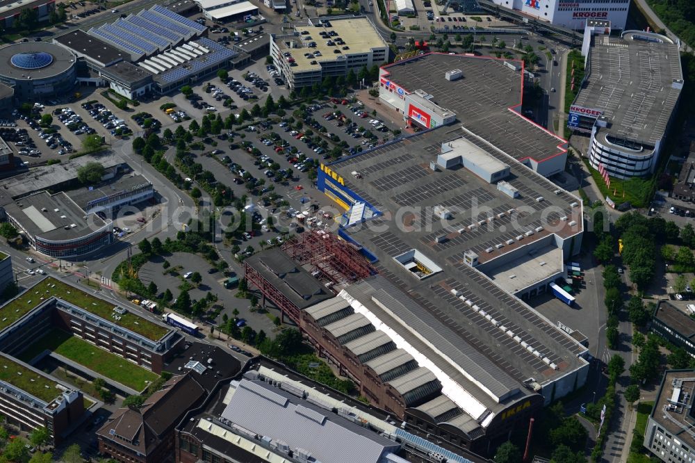 Aerial photograph Essen - View of the IKEA furniture store / furniture store in Essen in North Rhine-Westphalia