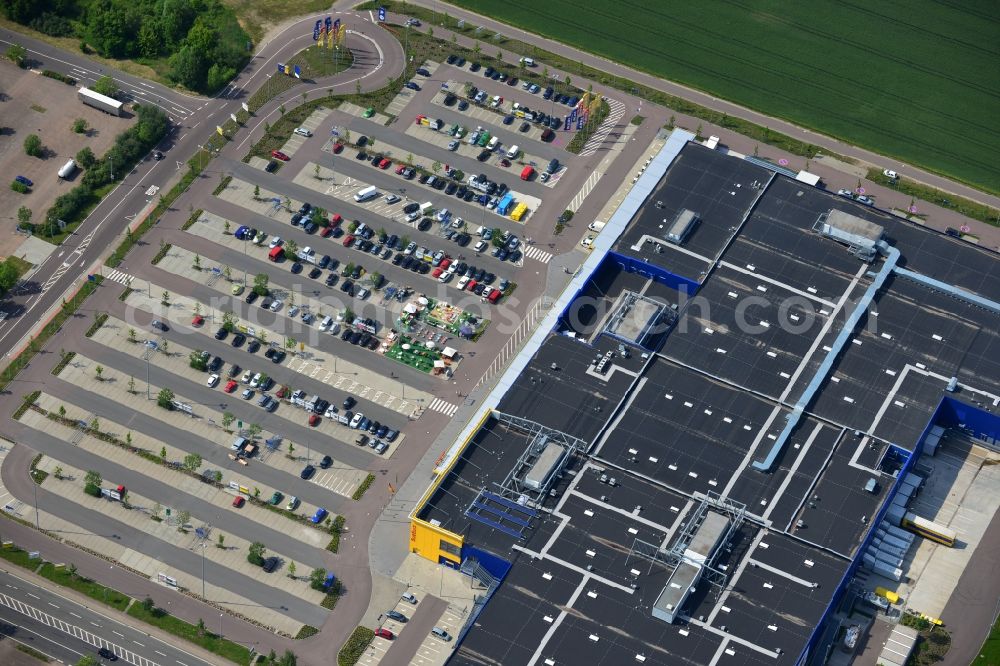 Leuna OT Günthersdorf from above - View of the IKEA furniture store / furniture store Leipzig / Halle in Guenthersdorf in Saxony-Anhalt