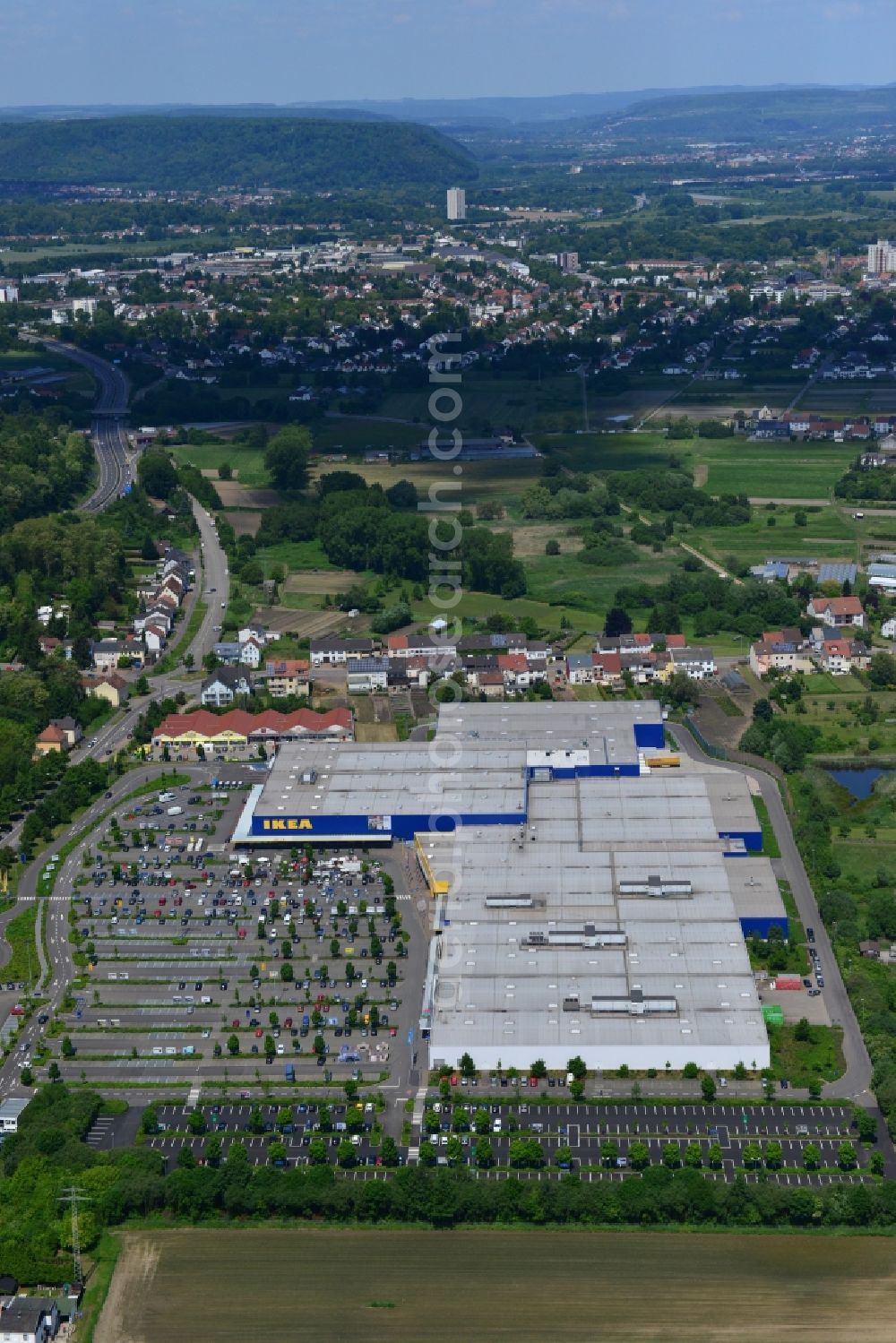 Saarlouis from above - View of the IKEA furniture store / furniture store in Saarlouis in Saarland