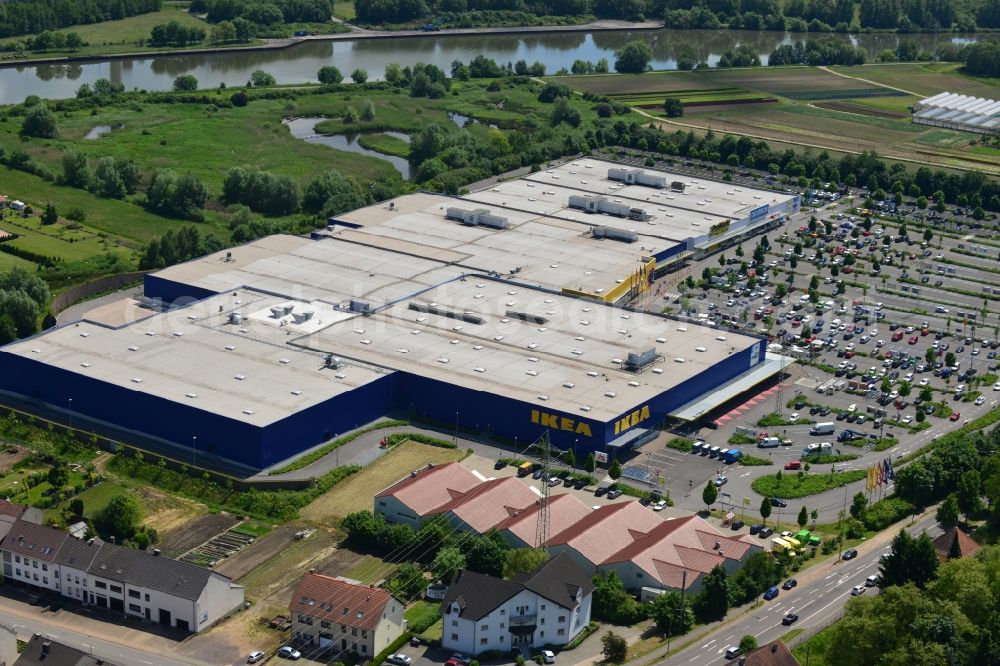 Saarlouis from the bird's eye view: View of the IKEA furniture store / furniture store in Saarlouis in Saarland