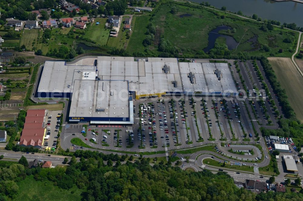 Saarlouis from the bird's eye view: View of the IKEA furniture store / furniture store in Saarlouis in Saarland