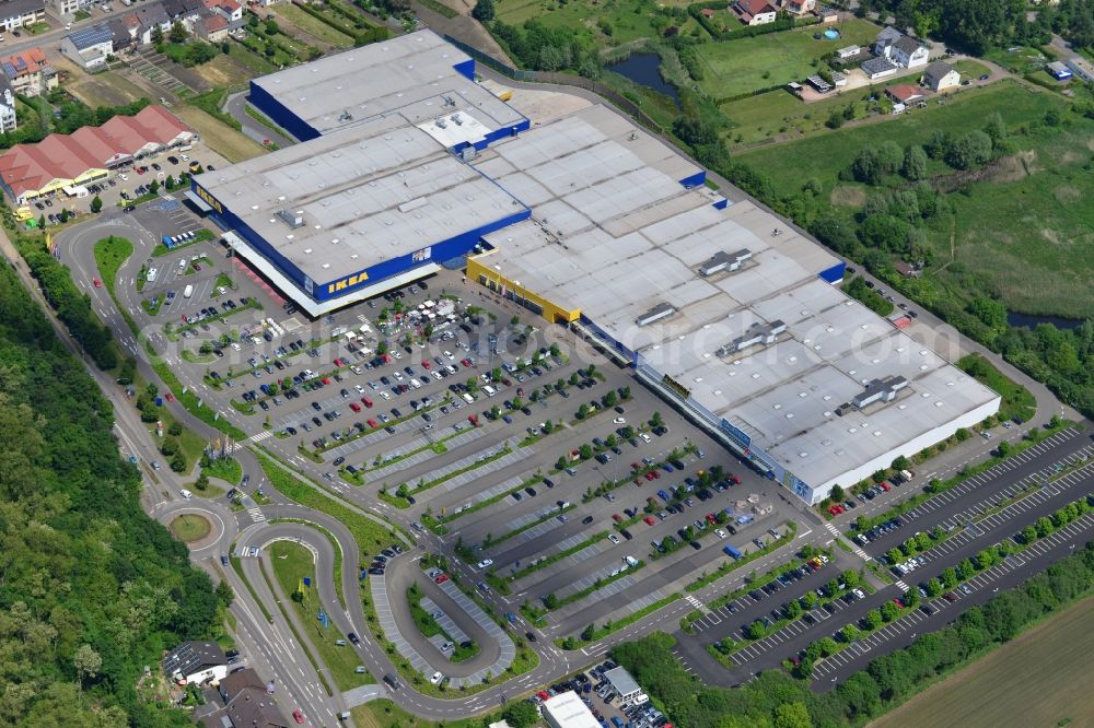 Aerial image Saarlouis - View of the IKEA furniture store / furniture store in Saarlouis in Saarland