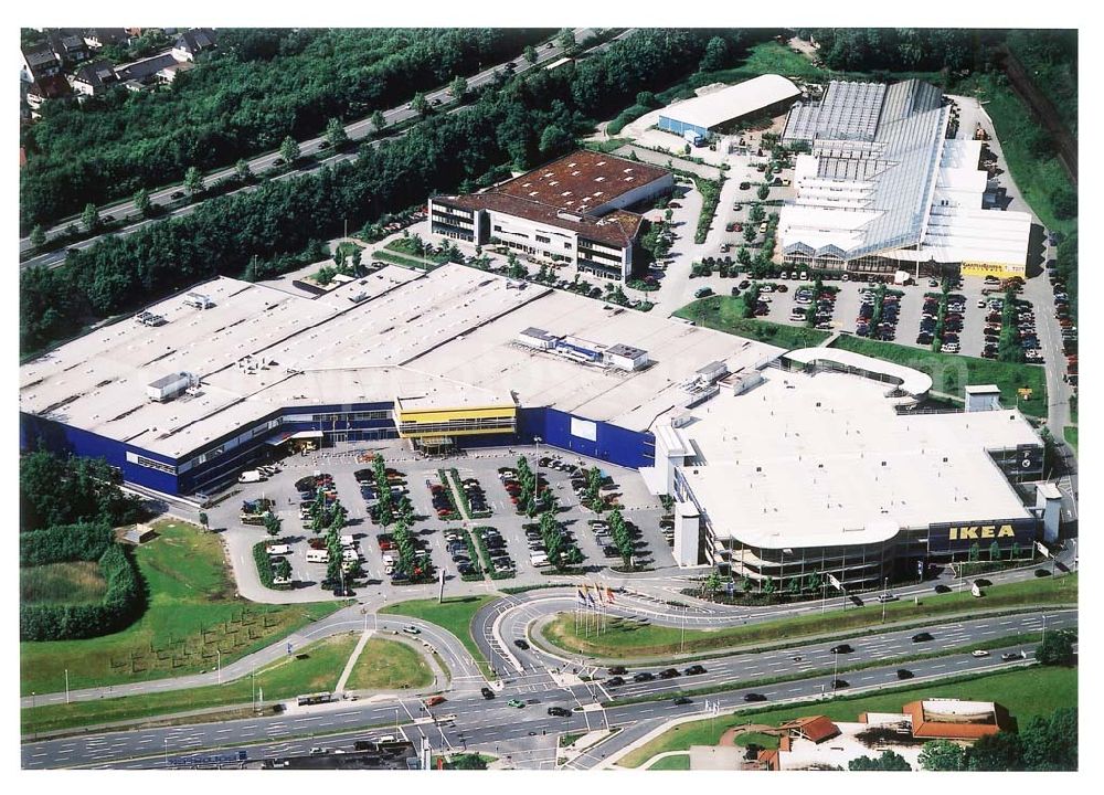 Bielefeld from above - IKEA-Einrichtungshaus am Ostwestfalendamm / Südring in Bielefeld-Brackwede.