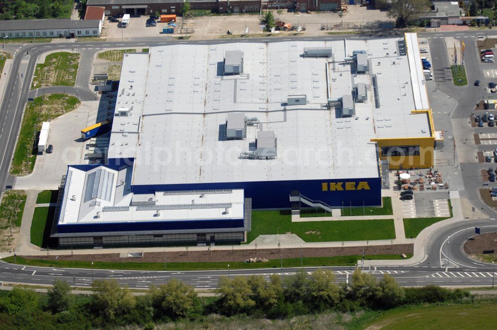 Aerial photograph Rostock - Blick auf das IKEA Einrichtungshaus Rostock. Adresse: IKEA Deutschland GmbH & Co. KG, Niederlassung Rostock, Messestraße 25, 18069 Rostock