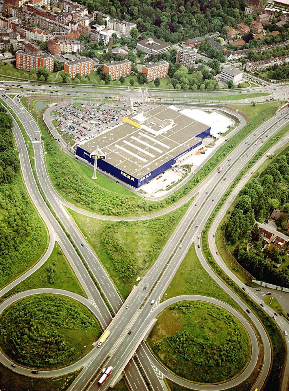 Aerial photograph Kiel - IKEA-Einrichtungshaus am Westring in Kiel-Hassee.