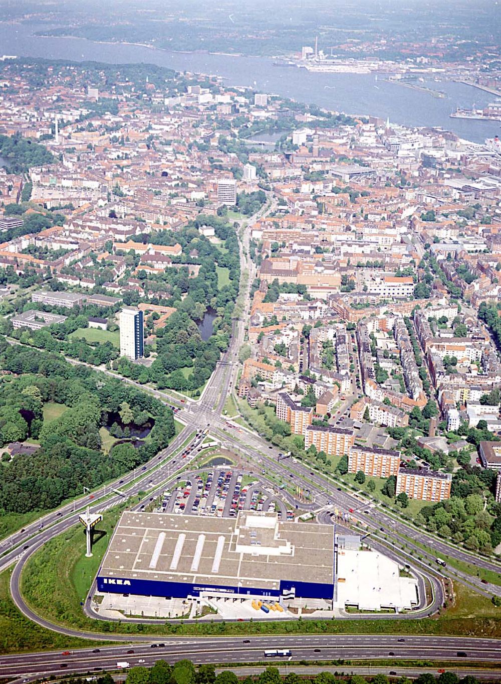 Aerial image Kiel - IKEA-Einrichtungshaus am Westring in Kiel-Hassee.