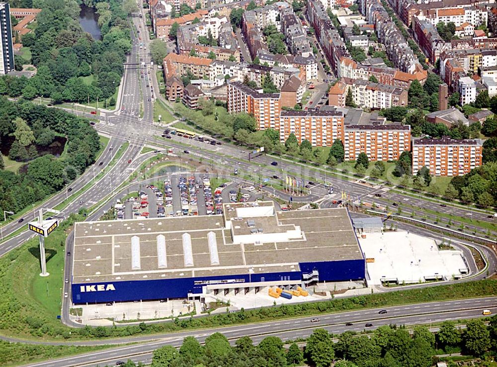 Kiel from the bird's eye view: IKEA-Einrichtungshaus am Westring in Kiel-Hassee.
