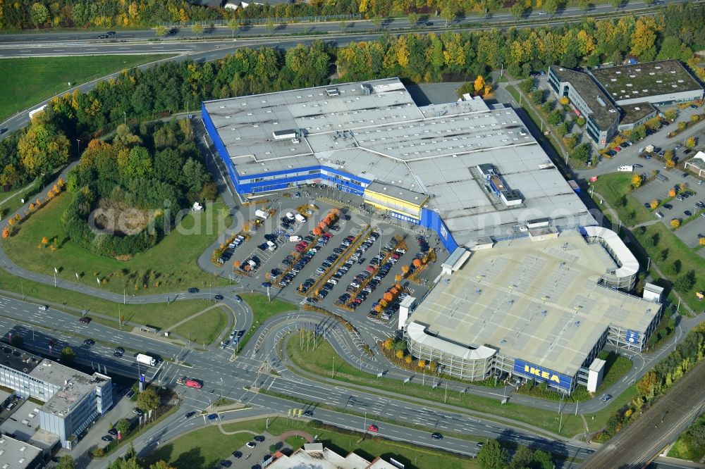 Aerial photograph Bielefeld - Seat of the international home products company IKEA on Südring in Bielefeld in North Rhine-Westphalia