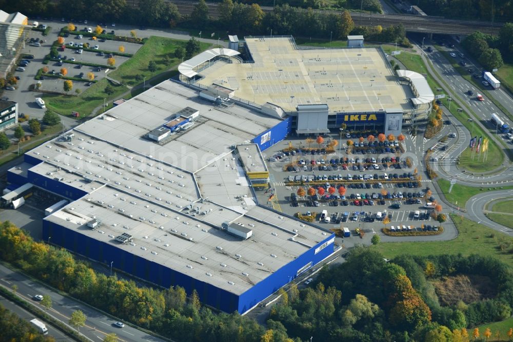 Bielefeld from above - Seat of the international home products company IKEA on Südring in Bielefeld in North Rhine-Westphalia