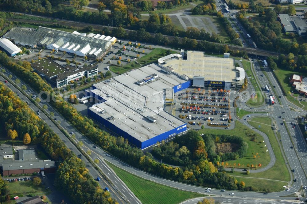 Aerial image Bielefeld - Seat of the international home products company IKEA on Südring in Bielefeld in North Rhine-Westphalia