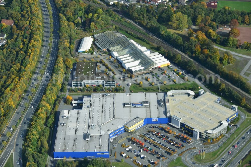 Bielefeld from above - Seat of the international home products company IKEA on Südring in Bielefeld in North Rhine-Westphalia