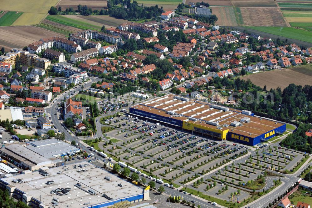 Aerial photograph Fürth - IKEA Einrichtungshaus in Fürth / Bayern. IKEA furniture shop in Fuerth / Bavaria.