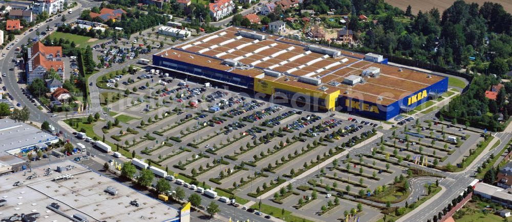 Fürth from above - IKEA Einrichtungshaus in Fürth / Bayern. IKEA furniture shop in Fuerth / Bavaria.