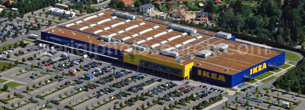 Fürth from the bird's eye view: IKEA Einrichtungshaus in Fürth / Bayern. IKEA furniture shop in Fuerth / Bavaria.