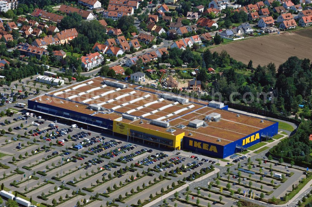 Aerial image Fürth - IKEA Einrichtungshaus in Fürth / Bayern. IKEA furniture shop in Fuerth / Bavaria.