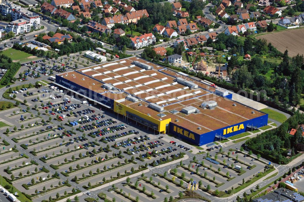 Fürth from above - IKEA Einrichtungshaus in Fürth / Bayern. IKEA furniture shop in Fuerth / Bavaria.