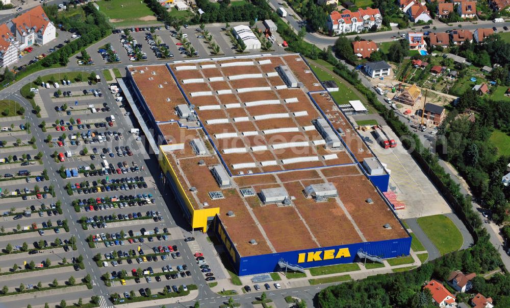 Aerial photograph Fürth - IKEA Einrichtungshaus in Fürth / Bayern. IKEA furniture shop in Fuerth / Bavaria.