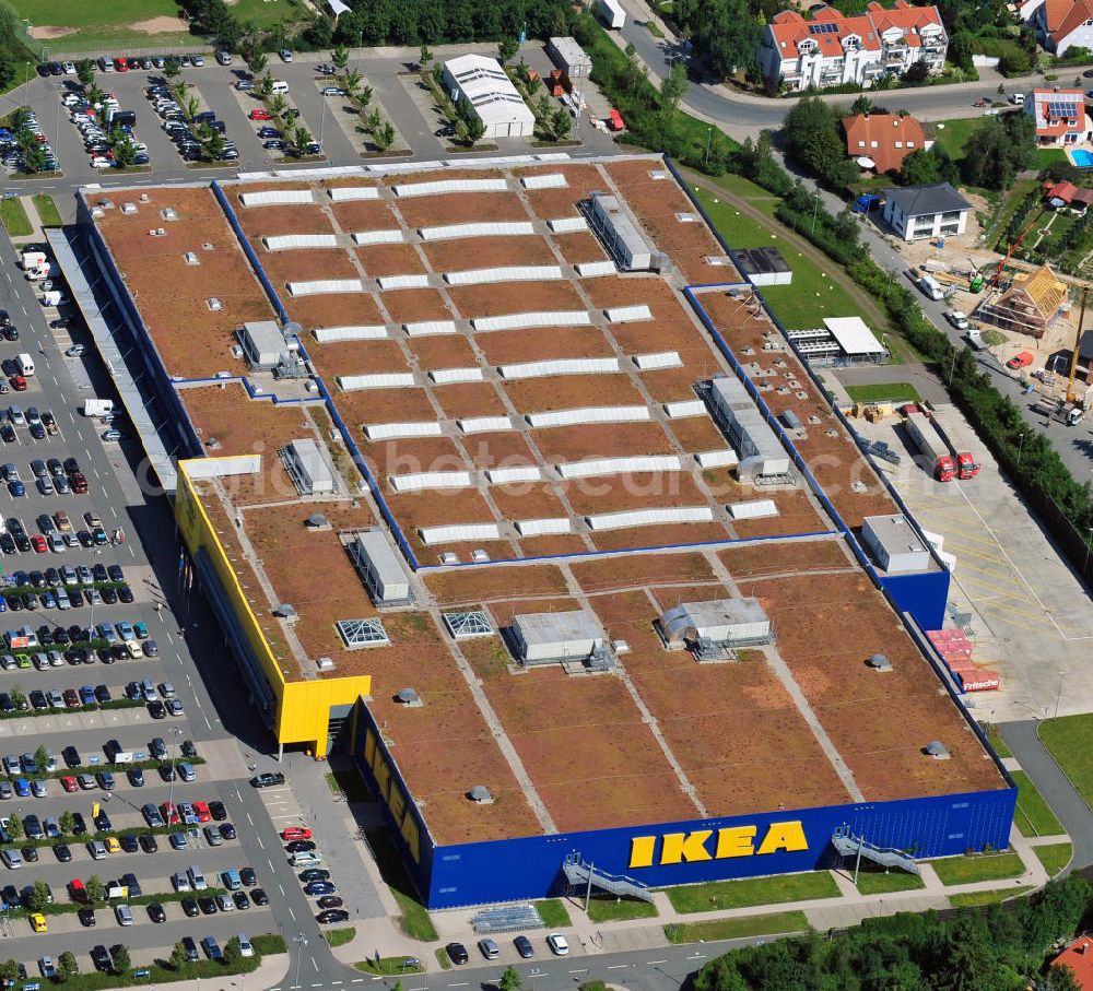 Fürth from above - IKEA Einrichtungshaus in Fürth / Bayern. IKEA furniture shop in Fuerth / Bavaria.