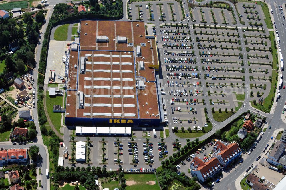 Fürth from the bird's eye view: IKEA Einrichtungshaus in Fürth / Bayern. IKEA furniture shop in Fuerth / Bavaria.