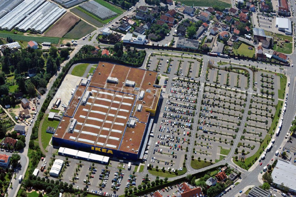 Fürth from above - IKEA Einrichtungshaus in Fürth / Bayern. IKEA furniture shop in Fuerth / Bavaria.