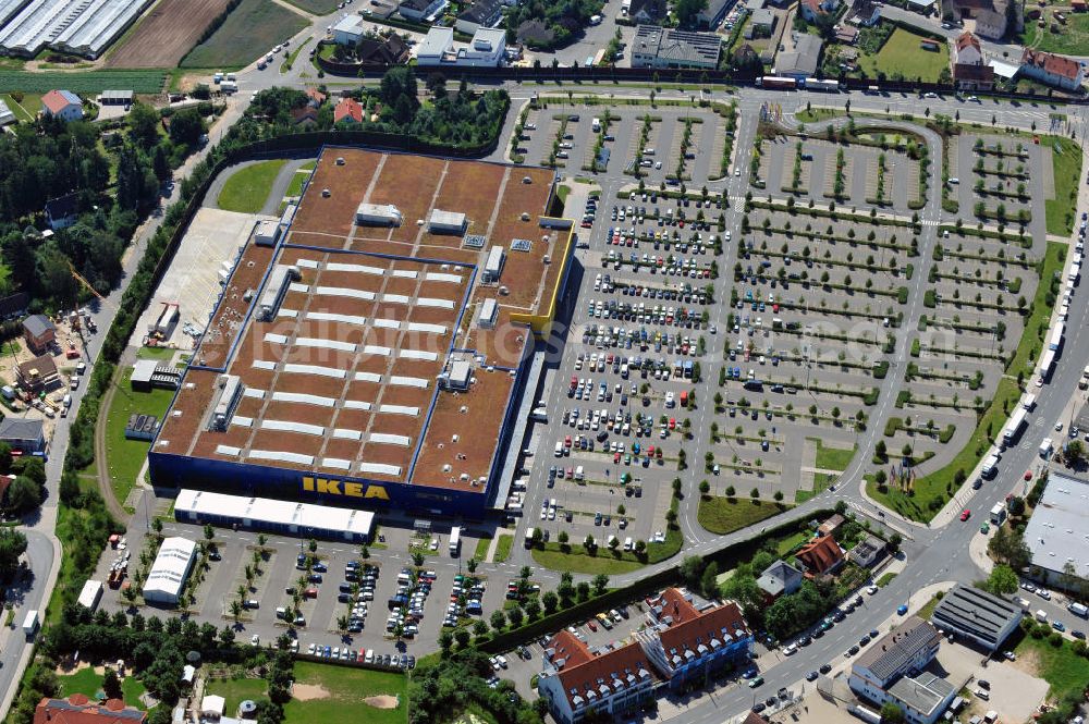 Fürth from the bird's eye view: IKEA Einrichtungshaus in Fürth / Bayern. IKEA furniture shop in Fuerth / Bavaria.