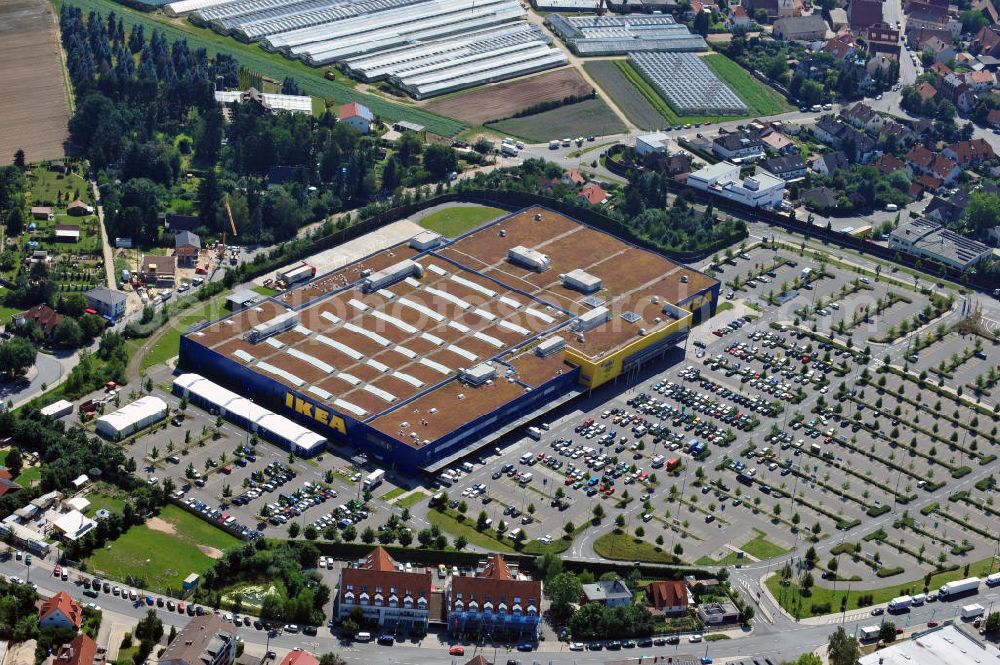 Aerial image Fürth - IKEA Einrichtungshaus in Fürth / Bayern. IKEA furniture shop in Fuerth / Bavaria.