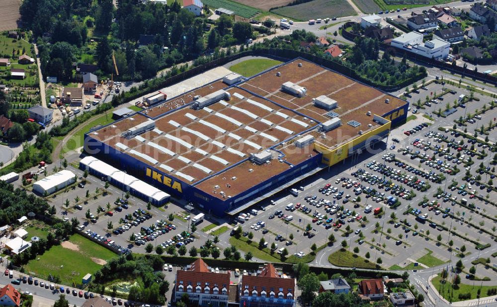 Aerial photograph Fürth - IKEA Einrichtungshaus in Fürth / Bayern. IKEA furniture shop in Fuerth / Bavaria.