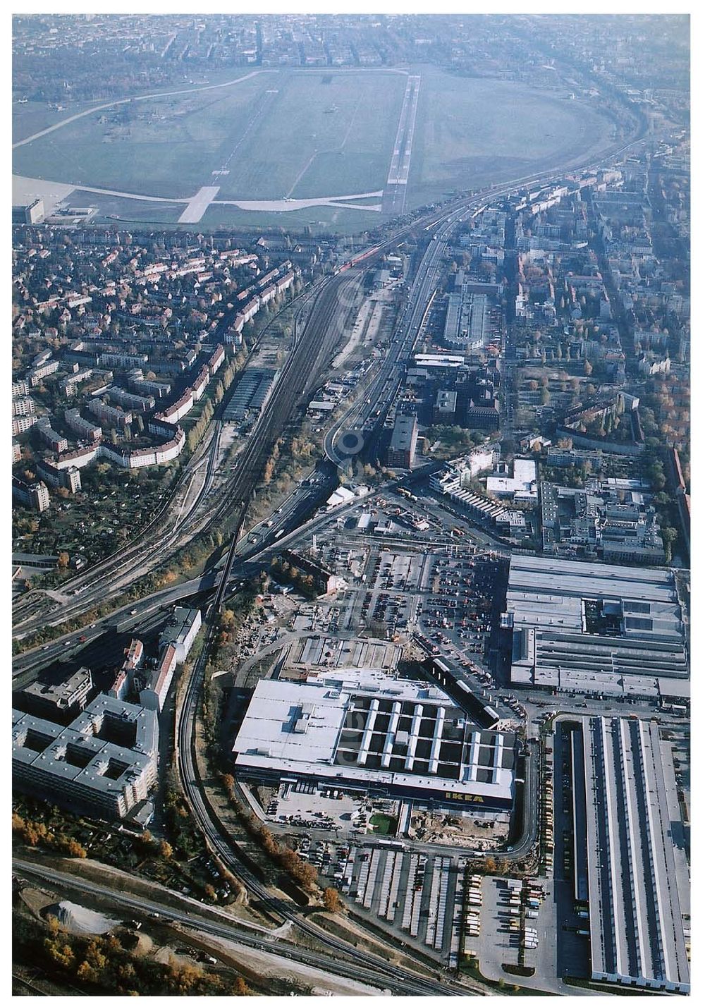 Berlin - Tempelhof from the bird's eye view: 11.11.2003 IKEA Neubau Alboinstrasse Berlin -Tempelhof