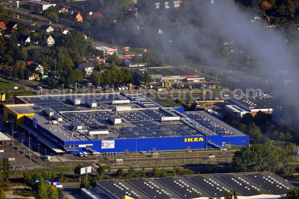 Aerial photograph Berlin Lichtenberg - View of the IKEA store area in Berlin Lichtenberg. It is the third furniture store in Berlin