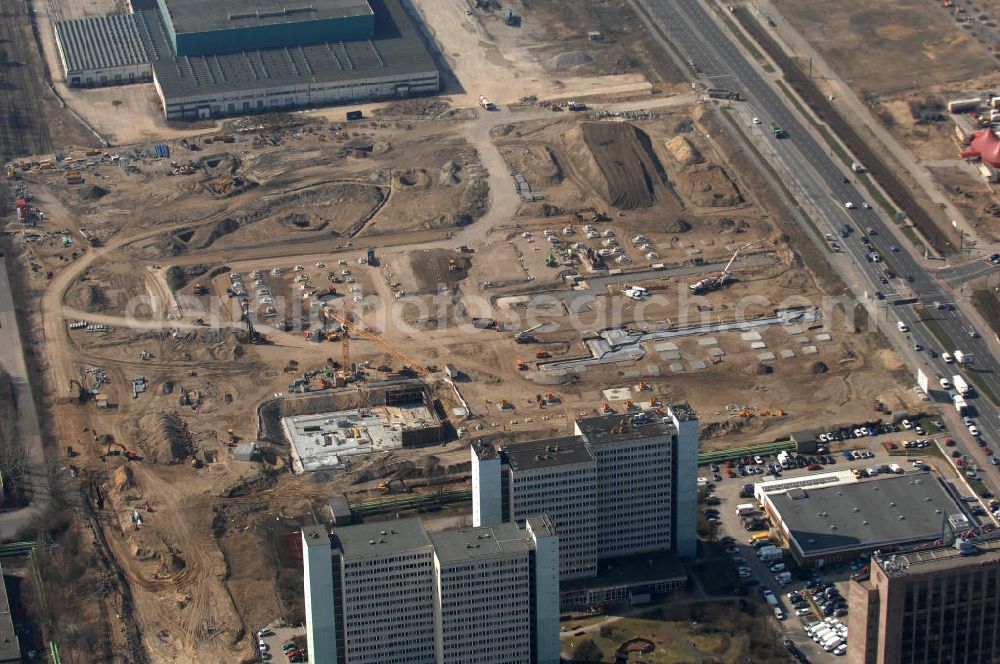 Berlin from above - Blick auf die IKEA Neubaufläche in Berlin Lichtenberg. Bis zum November dieses Jahres entsteht hier an der Landsberger Allee der zweitgrößte Ikea-Standort in Europa mit 22 000 Quadratmetern und zugleich das vierte Berliner Einrichtungshaus. Eröffnung soll Anfang November 2010 sein. Look at the new IKEA area in Berlin Lichtenberg. By November of this year is being created here at the Landsberger Allee is the second largest Ikea site in Europe with 22 000 square meters, while the fourth store in Berlin. Opening will be the beginning of November 2010.