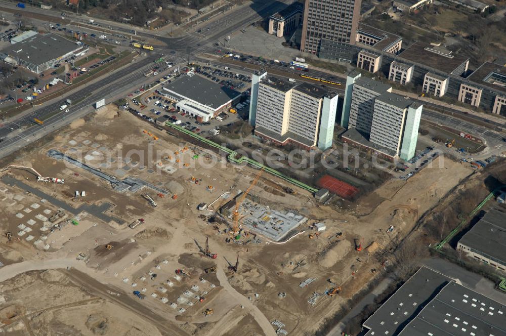 Berlin from above - Blick auf die IKEA Neubaufläche in Berlin Lichtenberg. Bis zum November dieses Jahres entsteht hier an der Landsberger Allee der zweitgrößte Ikea-Standort in Europa mit 22 000 Quadratmetern und zugleich das vierte Berliner Einrichtungshaus. Eröffnung soll Anfang November 2010 sein. Look at the new IKEA area in Berlin Lichtenberg. By November of this year is being created here at the Landsberger Allee is the second largest Ikea site in Europe with 22 000 square meters, while the fourth store in Berlin. Opening will be the beginning of November 2010.