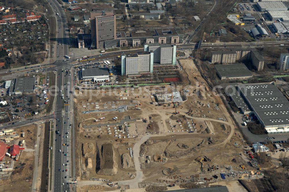 Berlin from above - Blick auf die IKEA Neubaufläche in Berlin Lichtenberg. Bis zum November dieses Jahres entsteht hier an der Landsberger Allee der zweitgrößte Ikea-Standort in Europa mit 22 000 Quadratmetern und zugleich das vierte Berliner Einrichtungshaus. Eröffnung soll Anfang November 2010 sein. Look at the new IKEA area in Berlin Lichtenberg. By November of this year is being created here at the Landsberger Allee is the second largest Ikea site in Europe with 22 000 square meters, while the fourth store in Berlin. Opening will be the beginning of November 2010.