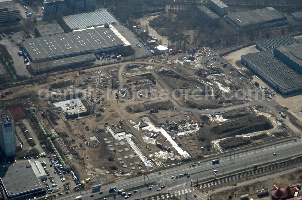 Berlin from above - Blick auf die IKEA Neubaufläche in Berlin Lichtenberg. Bis zum November dieses Jahres entsteht hier an der Landsberger Allee der zweitgrößte Ikea-Standort in Europa mit 22 000 Quadratmetern und zugleich das vierte Berliner Einrichtungshaus. Eröffnung soll Anfang November 2010 sein. Look at the new IKEA area in Berlin Lichtenberg. By November of this year is being created here at the Landsberger Allee is the second largest Ikea site in Europe with 22 000 square meters, while the fourth store in Berlin. Opening will be the beginning of November 2010.