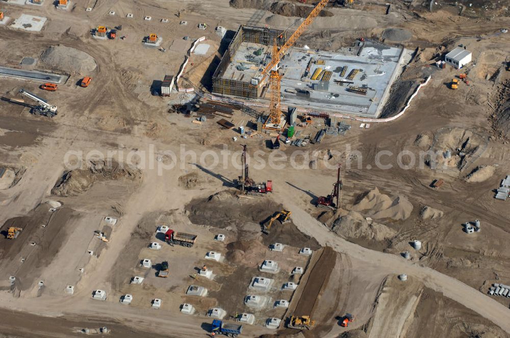 Aerial image Berlin - Blick auf die IKEA Neubaufläche in Berlin Lichtenberg. Bis zum November dieses Jahres entsteht hier an der Landsberger Allee der zweitgrößte Ikea-Standort in Europa mit 22 000 Quadratmetern und zugleich das vierte Berliner Einrichtungshaus. Eröffnung soll Anfang November 2010 sein. Look at the new IKEA area in Berlin Lichtenberg. By November of this year is being created here at the Landsberger Allee is the second largest Ikea site in Europe with 22 000 square meters, while the fourth store in Berlin. Opening will be the beginning of November 2010.