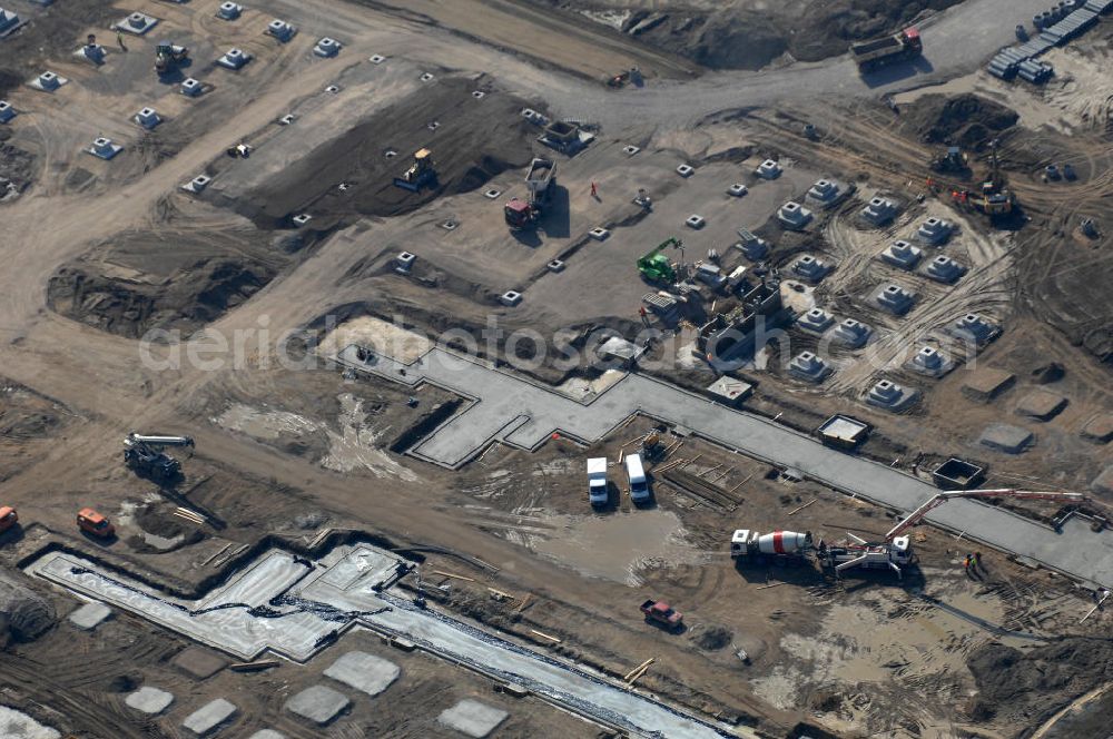 Aerial image Berlin - Blick auf die IKEA Neubaufläche in Berlin Lichtenberg. Bis zum November dieses Jahres entsteht hier an der Landsberger Allee der zweitgrößte Ikea-Standort in Europa mit 22 000 Quadratmetern und zugleich das vierte Berliner Einrichtungshaus. Eröffnung soll Anfang November 2010 sein. Look at the new IKEA area in Berlin Lichtenberg. By November of this year is being created here at the Landsberger Allee is the second largest Ikea site in Europe with 22 000 square meters, while the fourth store in Berlin. Opening will be the beginning of November 2010.