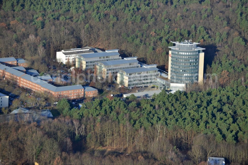 Aerial photograph Potsdam - The building of the ILB Investment Bank of Brandenburg in Babelsberg in Potsdam in Brandenburg. The bank is the regional bank of the state for the realization of development programs by Kredtit and grantmaking