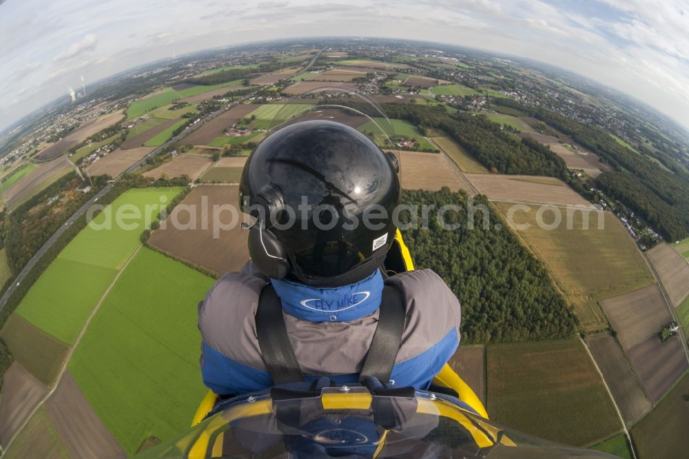 Aerial image Dortmund - Fisheye view out of a gyrocopter in flight with the registration D-MCMD above the urban area of Dortmund in the federal state North Rhine-Westphalia