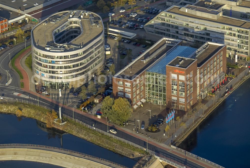 Duisburg from above - Headquarters Alltours the inner harbor Eurogate in Duisburg in the Ruhr area in North Rhine-Westphalia