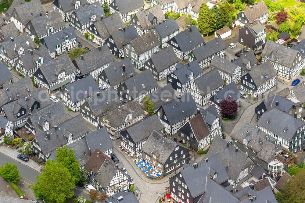 Freudenberg from above - Built in timber construction downtown in Freudenberg in North Rhine-Westphalia. Called the historic center, known as Old Spots , is a monument of international importance