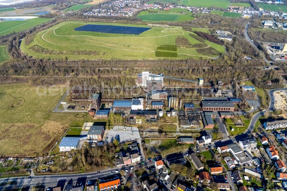 Dortmund from above - Industrial monument of the disused technical facilities on the former site of the Kokerei Hansa in Dortmund at Ruhrgebiet in the state North Rhine-Westphalia, Germany