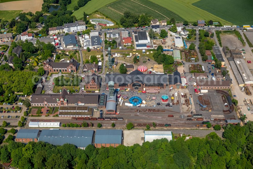 Dortmund from above - Industrial monument of the technical plants and production halls of the premises LWL-Industriemuseum Zeche Zollern on Grubenweg in the district Luetgendortmund in Dortmund in the state North Rhine-Westphalia, Germany